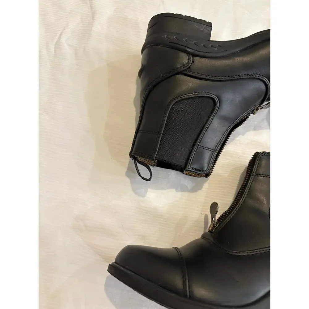 Ovation Child's 3 Quantum Zip Paddock Riding Boots Polished Black Faux Leather